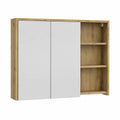 Specchio da Bagno con Contenitore, Design Viola e Rovere, 100x75 cm