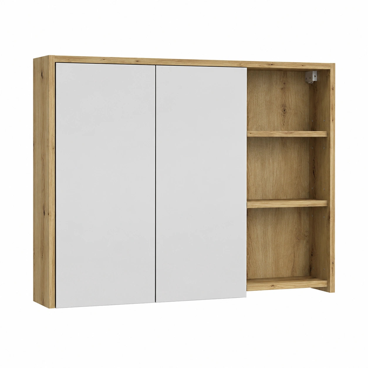 Specchio da Bagno con Contenitore, Design Viola e Rovere, 100x75 cm