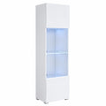 Vetrina In Legno Bianco Lucida con LED, 40x167x29 cm