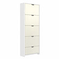 Scarpiera Moderna con Specchio e 5 Scomparti a Ribalta, Laminato Bianco - Compact Design