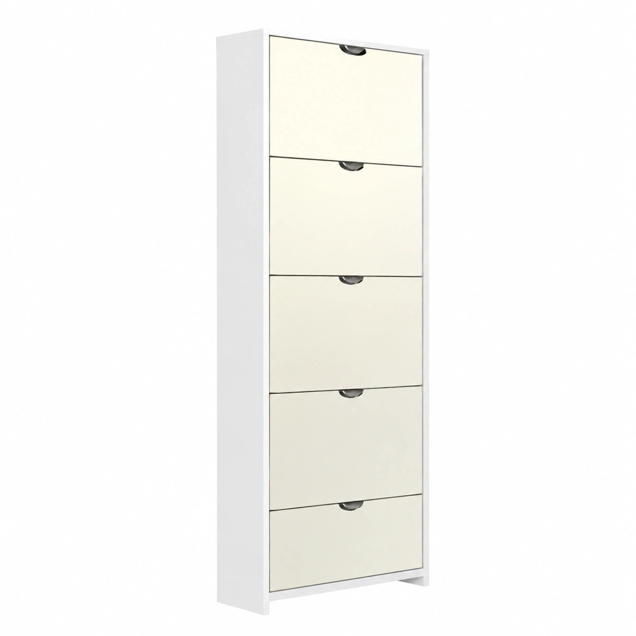 Scarpiera Moderna con Specchio e 5 Scomparti a Ribalta, Laminato Bianco - Compact Design