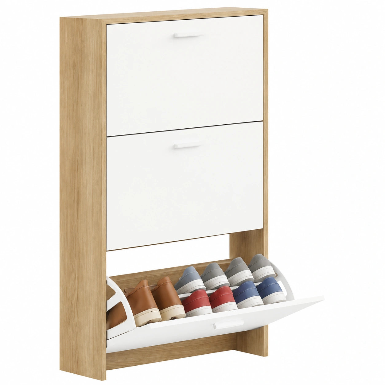 Scarpiera Salvaspazio Slim 60 cm Bianca con 3 Ante e Capacità per 18 Paia