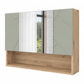 Mobile da bagno Vicco Irma con specchio, verde salvia, 80.1x55 cm, ripiani aperti e installazione a parete