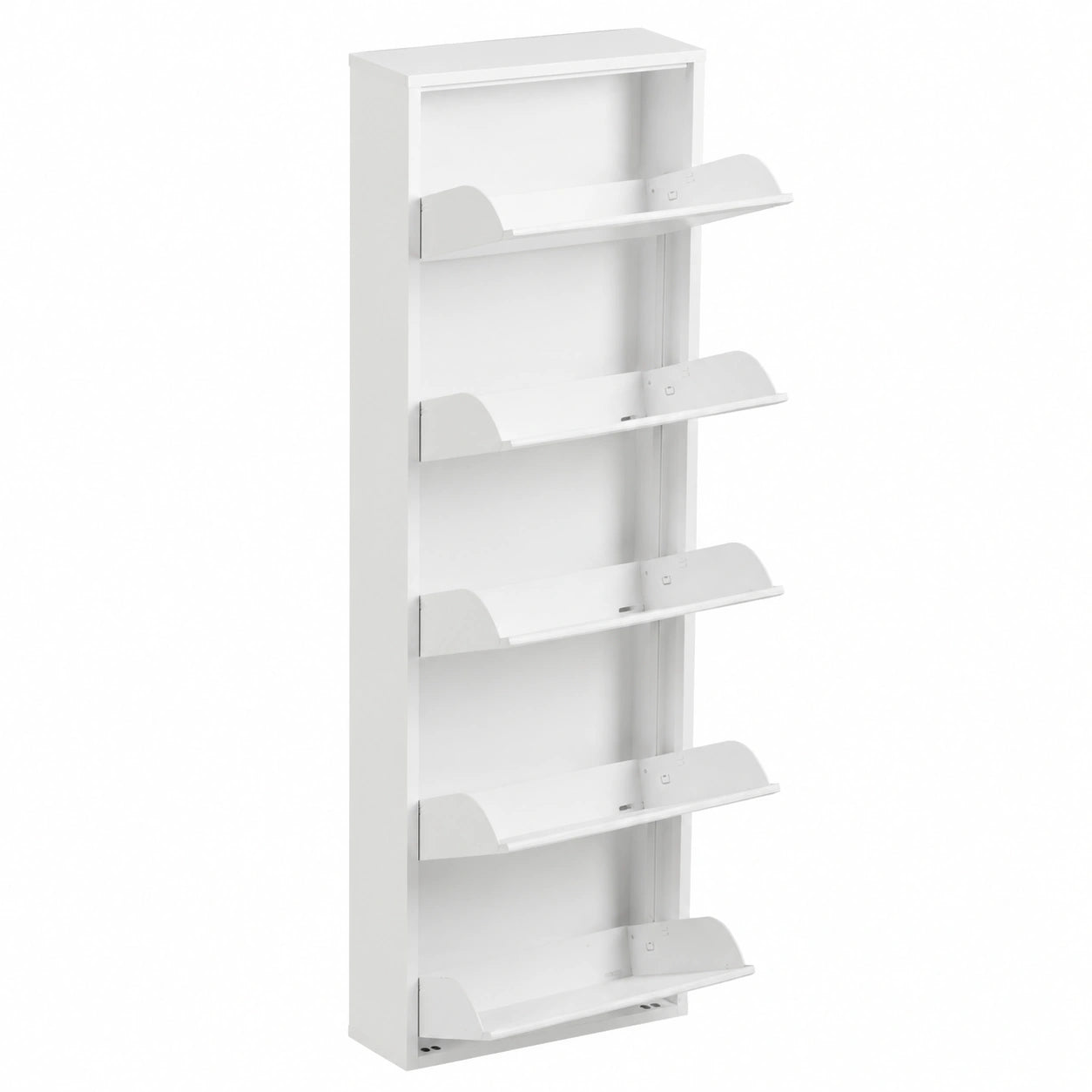 Dmora - Armadio portascarpe in metallo, perfetto per l'ingresso, 50x15x172 cm, colore bianco