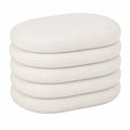 Pouf Contenitore Giulia in Bouclé Bianco per Interni Moderni, L 59 x P 45 x H 40 cm