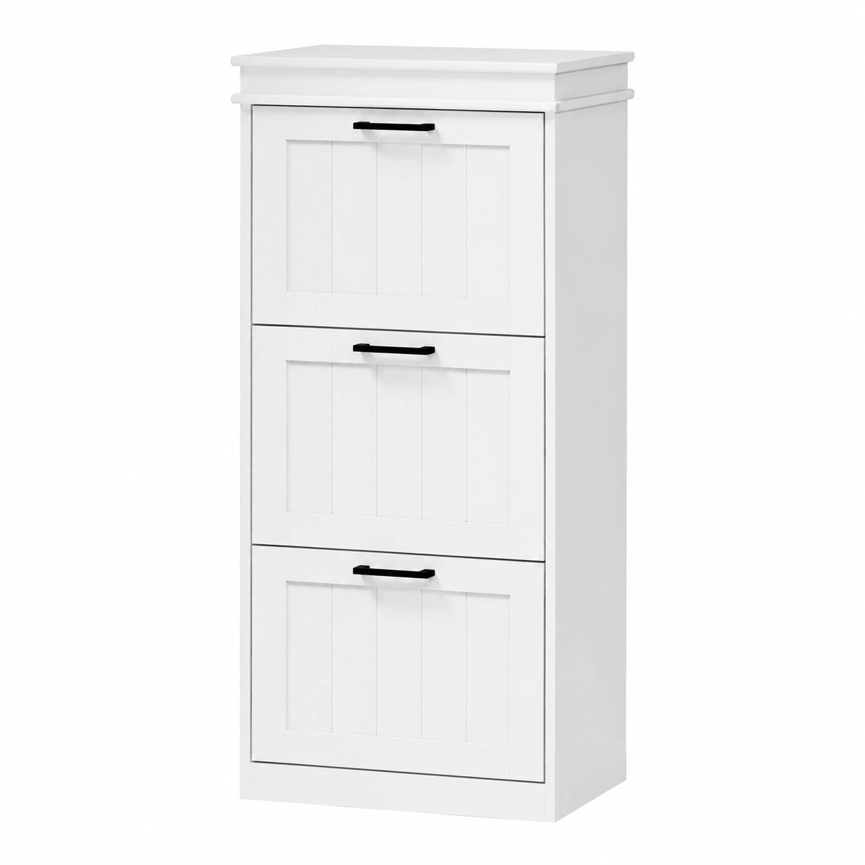 HOMCOM Mobile Scarpiera Salvaspazio con 3 Scomparti per 15 Paia, Ripiano Regolabile, Bianco, 54x24x117.5 cm
