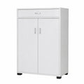 Scarpiera Portascarpe in Legno con 5 Ripiani e Cassetto, 2 Ante, 95x63x33 cm, Colore Bianco