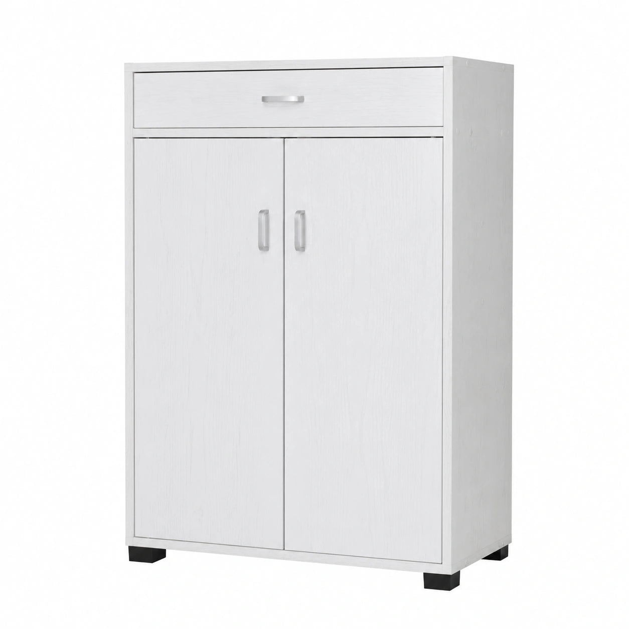 Scarpiera Portascarpe in Legno con 5 Ripiani e Cassetto, 2 Ante, 95x63x33 cm, Colore Bianco