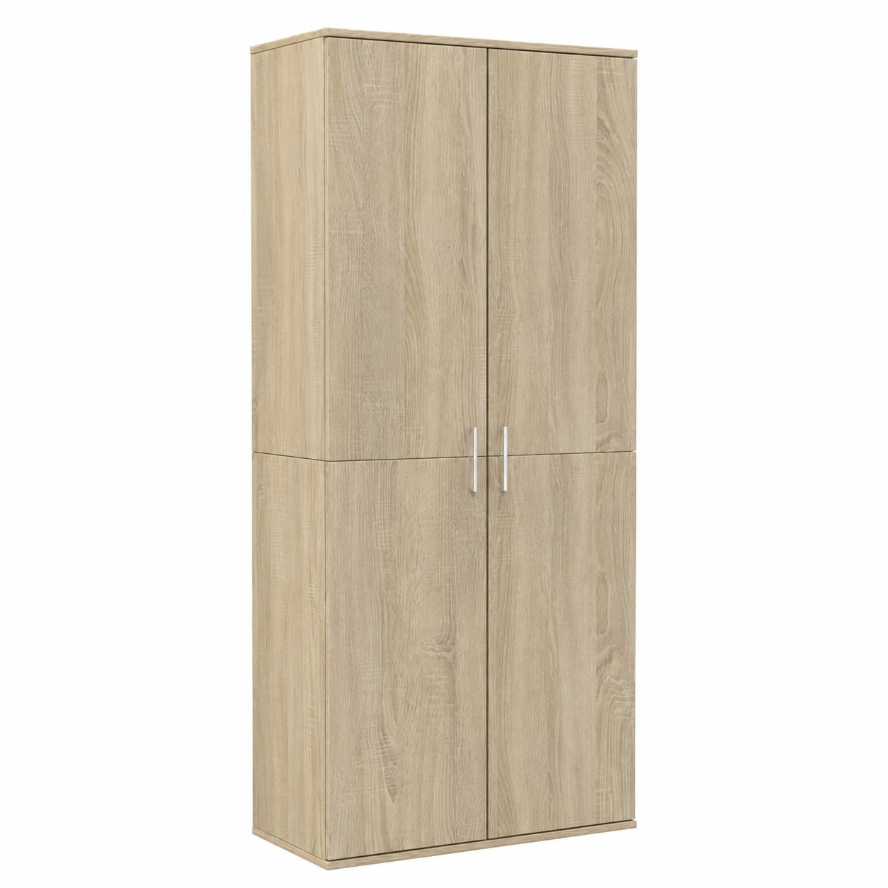 Armadio Alto in Legno di Rovere con Ripiani 70x35x180 cm