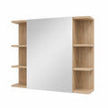 Armadio da Bagno con Specchio Fynn, Sonoma, 80x65 cm, Montaggio a Parete con Scaffali