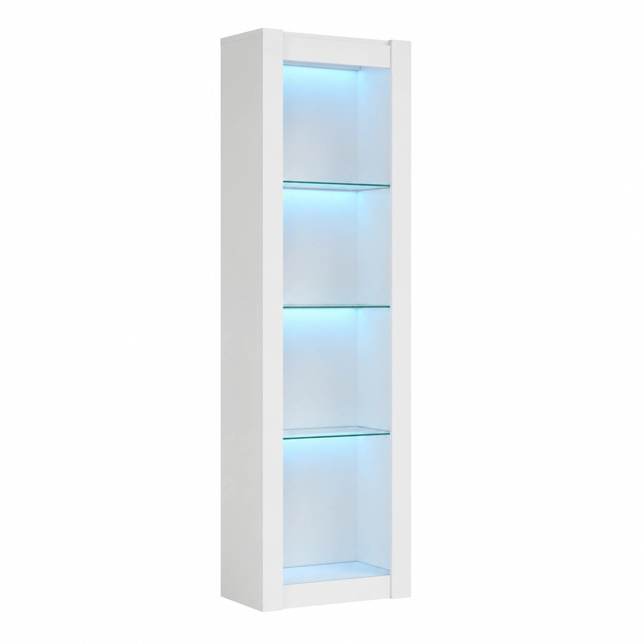 Vetrina Moderna con LED e Ripiani in Vetro per Soggiorno