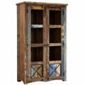 Credenza Alta in Legno Riciclato Multicolore 90x40x180 cm