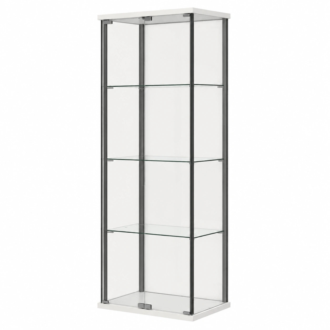 Vetrina Moderna Bianco con Ripiani in Vetro, Metallo e Laminato, 60,5x36,5x163 cm per Casa