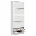 Bissolo Casa Scarpiera Slim a 5 Scomparti in Rovere Sbiancato 63x24x180 cm, Armadio Salvaspazio in Laminato