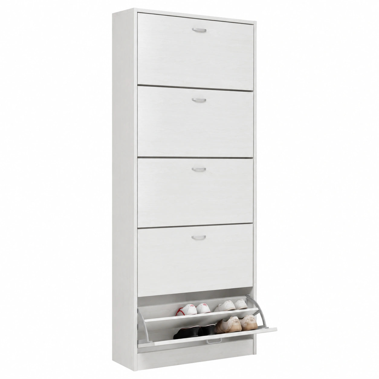 Bissolo Casa Scarpiera Slim a 5 Scomparti in Rovere Sbiancato 63x24x180 cm, Armadio Salvaspazio in Laminato