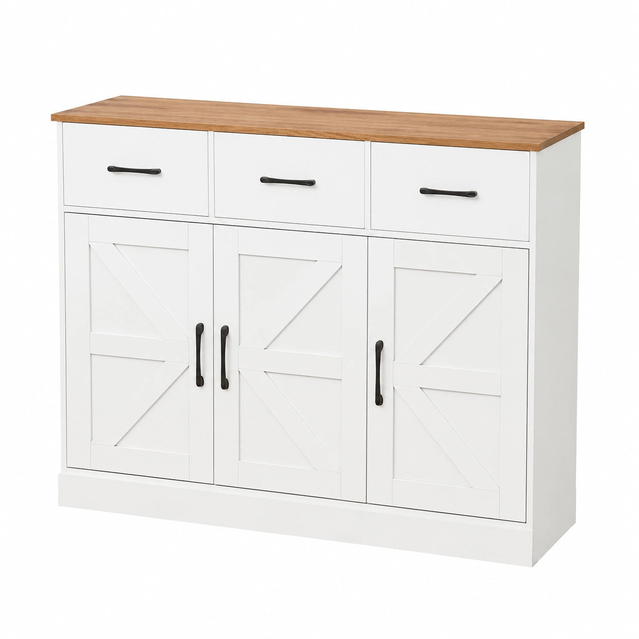 Credenza da Cucina con Ripiani Regolabili e Ante, Mobile Multiuso con Cassetti, Buffet Sicuro per Soggiorno e Sala da Pranzo, 108x38x81cm, Colore Bianco