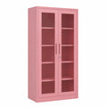 Armadio Ufficio Moderno con Serratura Rosa, Vetrina Regolabile 185x90x40cm