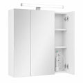 Armadietto Specchio LED da Bagno con Prese USB-C, 3 Ante e Ripiani Regolabili, 70x16x70 cm, Bianco