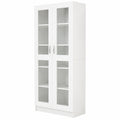 Vetrina Moderna Bianca in Truciolato per Soggiorno, 82.5x30.5x185.5 cm