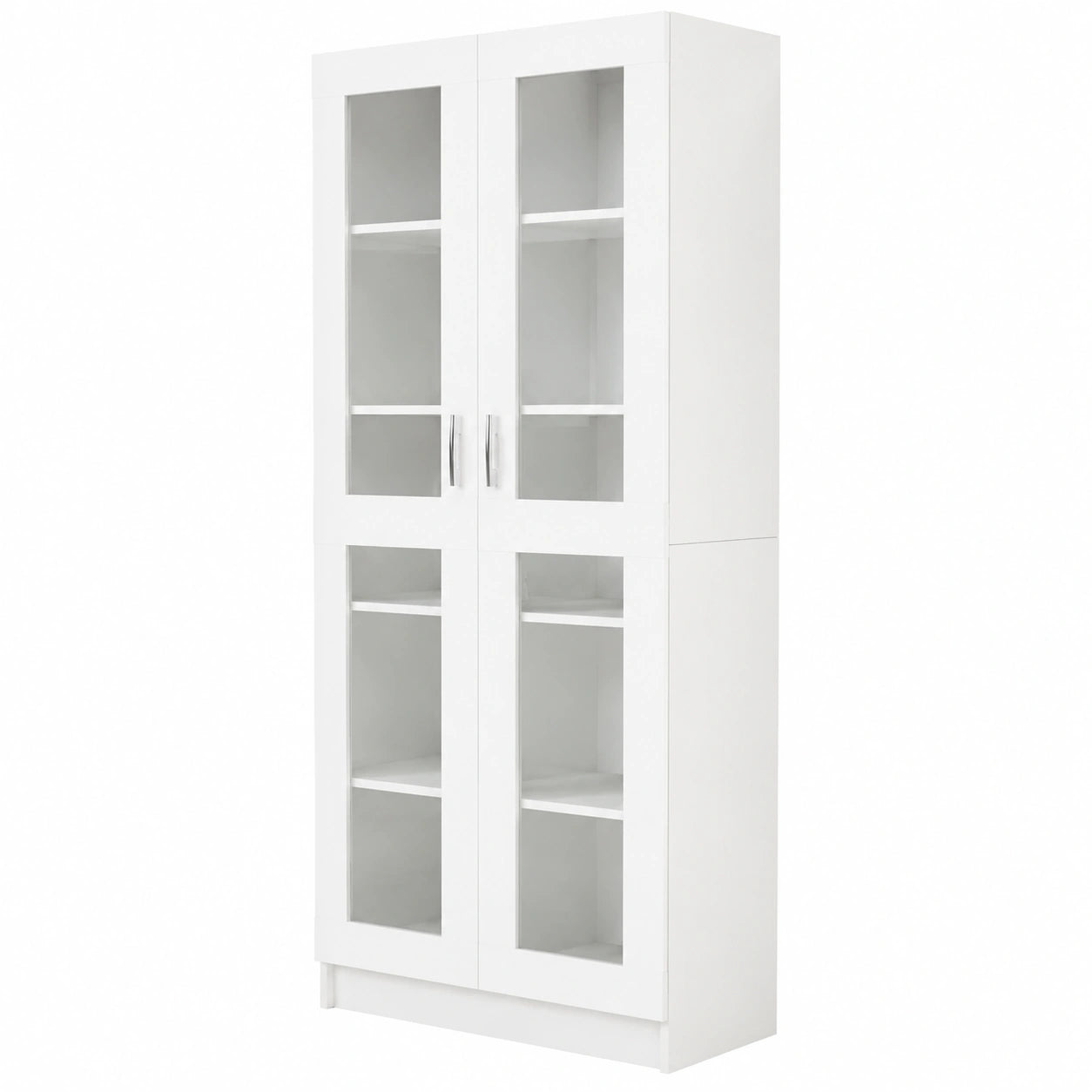 Vetrina Moderna Bianca in Truciolato per Soggiorno, 82.5x30.5x185.5 cm