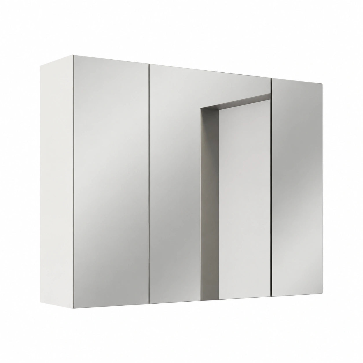 Armadietto da Bagno Sospeso con Specchio e Mensole Regolabili 80x60x16cm, 3 Ante, Bianco