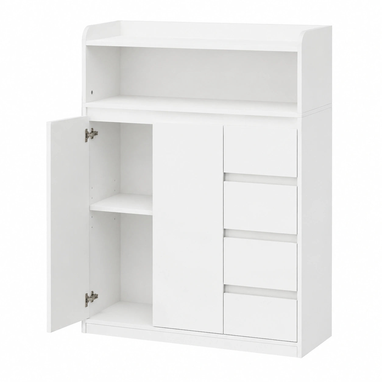 Mobiletto da Bagno ANWBROAD con 4 Cassetti e 2 Ante, Ripiano Regolabile, Bianco 110x80x30 cm