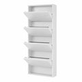 EffeDecor Scarpiera Slim in Metallo, 5 Ante Basculanti, Salvaspazio Bianco, Resistente, Ideale per Ingresso e Interni