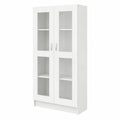 Libreria Moderna con Vetrina e Ripiani, Armadietto Bianco 82.5x30.5x150 cm