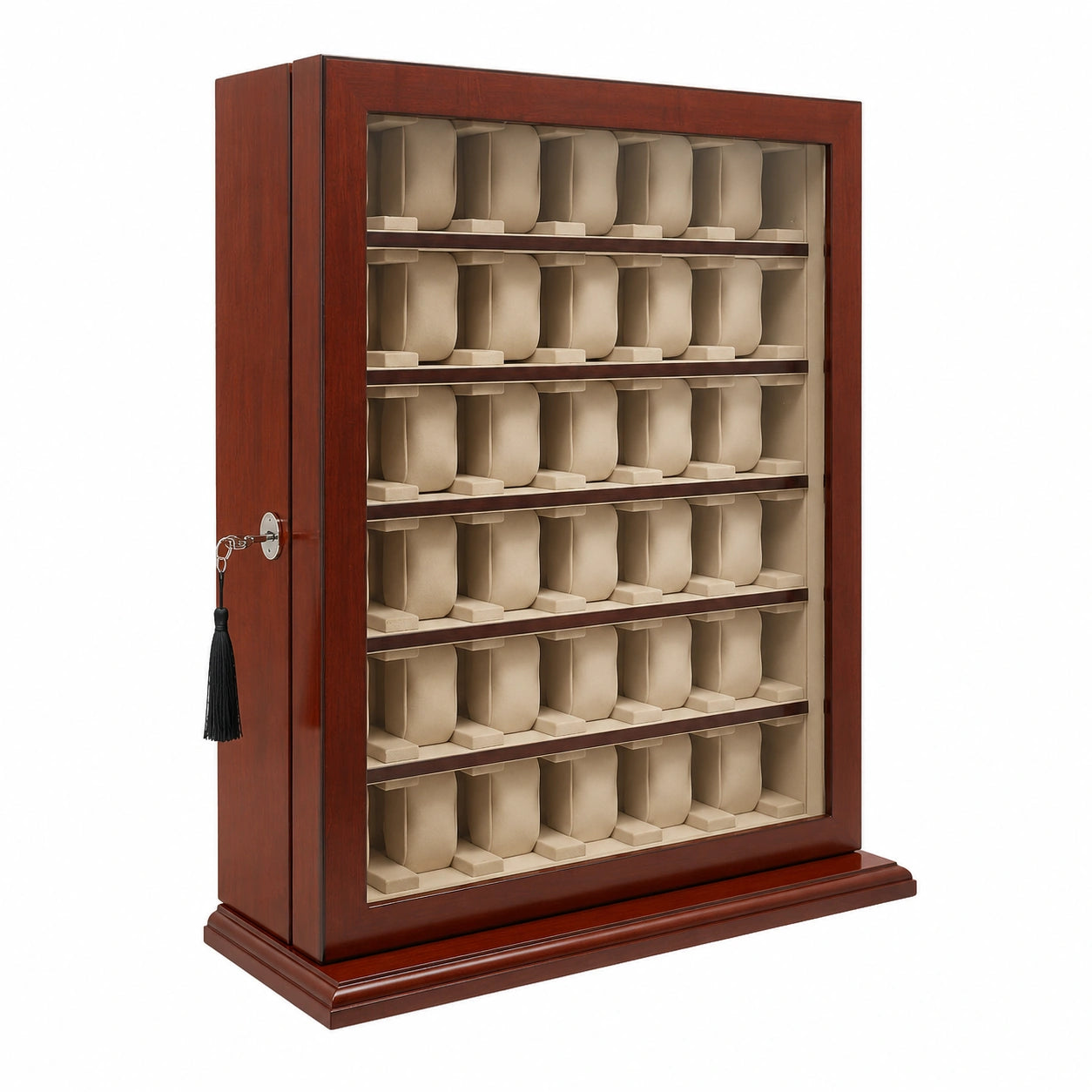 Espositore di lusso in legno marrone per 36 orologi, modello No.9