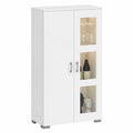 Mobile Vetrina Moderna con LED RGB e Telecomando, 16 Colori, 71x35x126 cm, Bianco