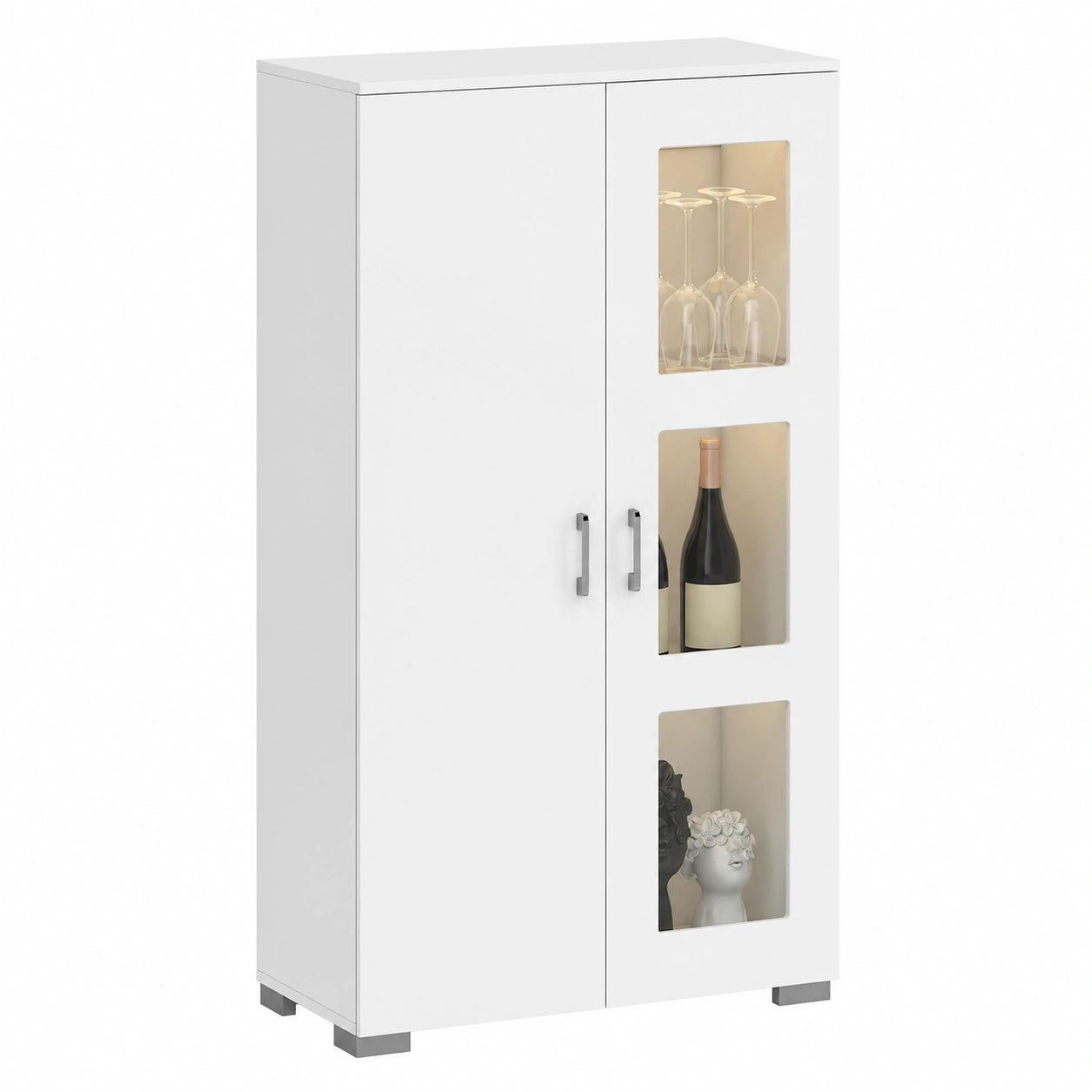 Mobile Vetrina Moderna con LED RGB e Telecomando, 16 Colori, 71x35x126 cm, Bianco