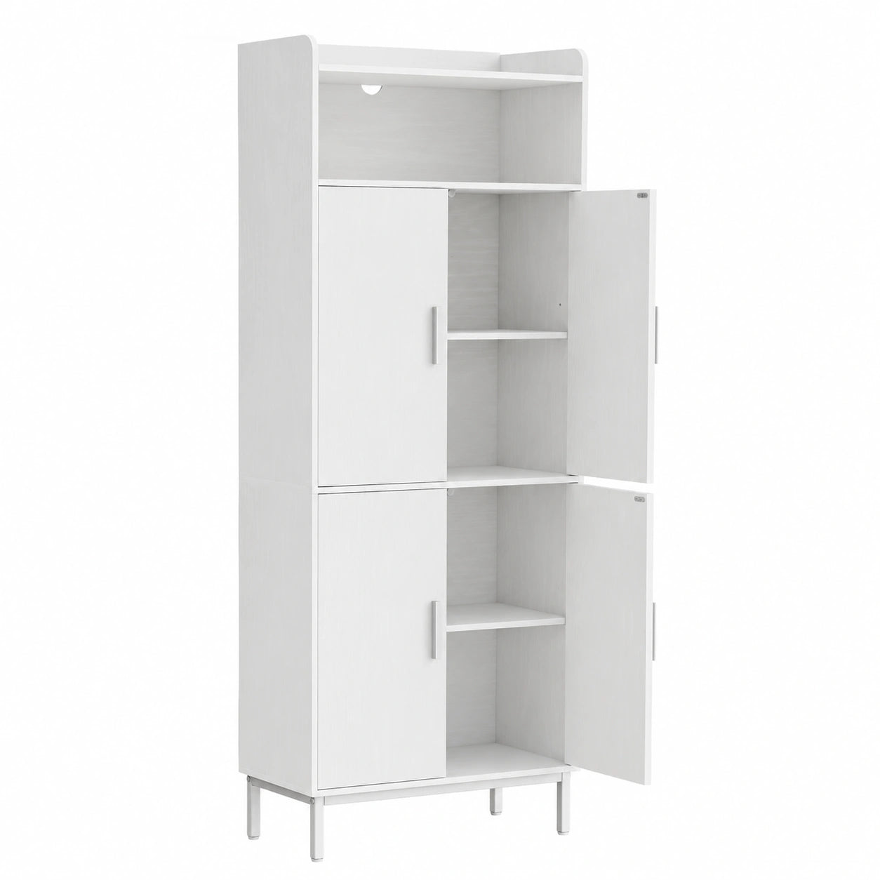 Armadio da Bagno Hzuaneri con Ripiani Regolabili, 2 Ante e Spazio Aperto, Salvaspazio per Ogni Ambiente, 30x60x160 cm, Bianco