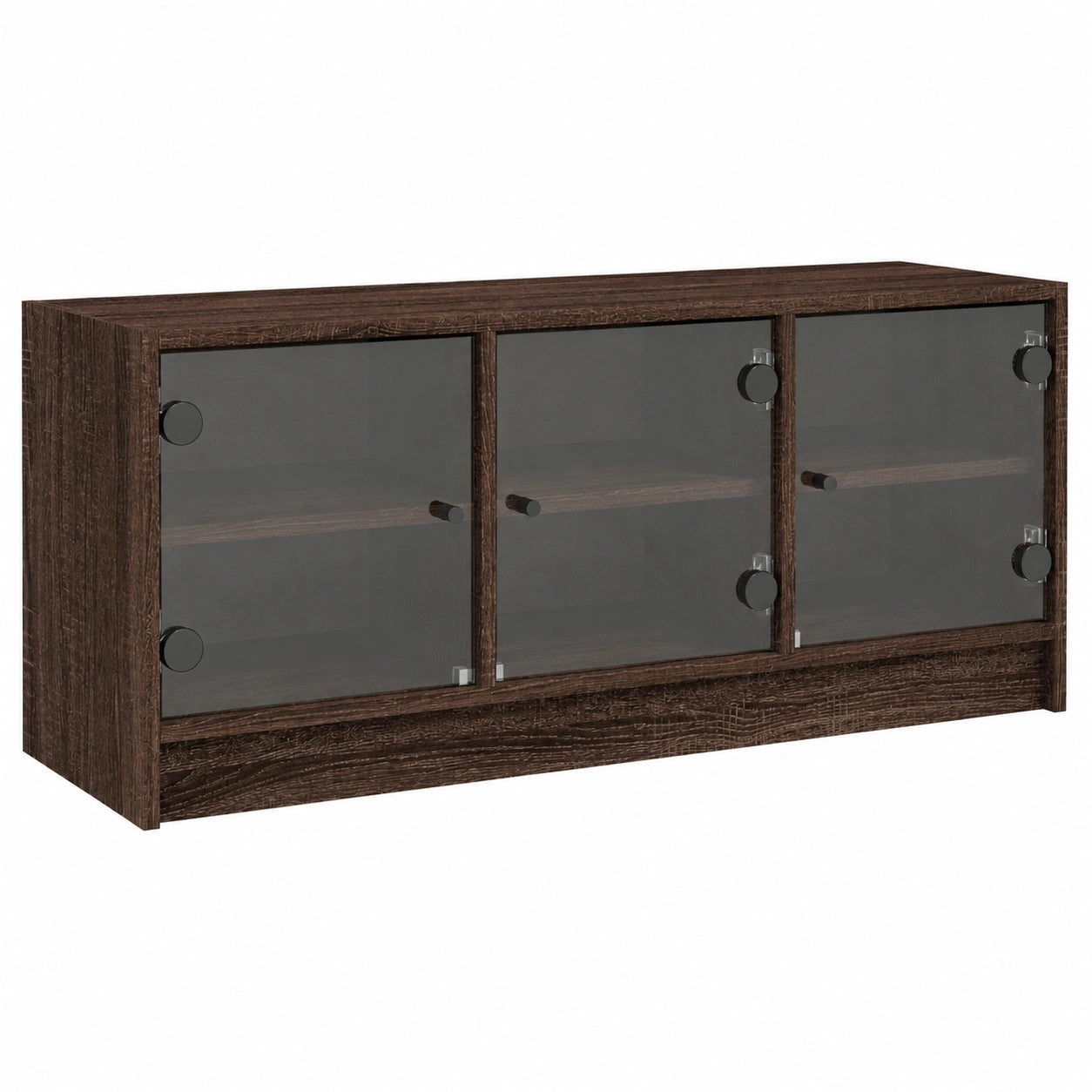 Mobile TV Moderno in Rovere Marrone con Ante in Vetro per Soggiorno e Ufficio, 102x37x42 cm