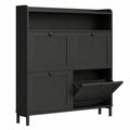 Scarpiera Salvaspazio WOLTU con 4 Ripiani, Porta Scarpe Robusta per 8-12 Paia, Antigraffio, 100x107x19,5 cm, Nero