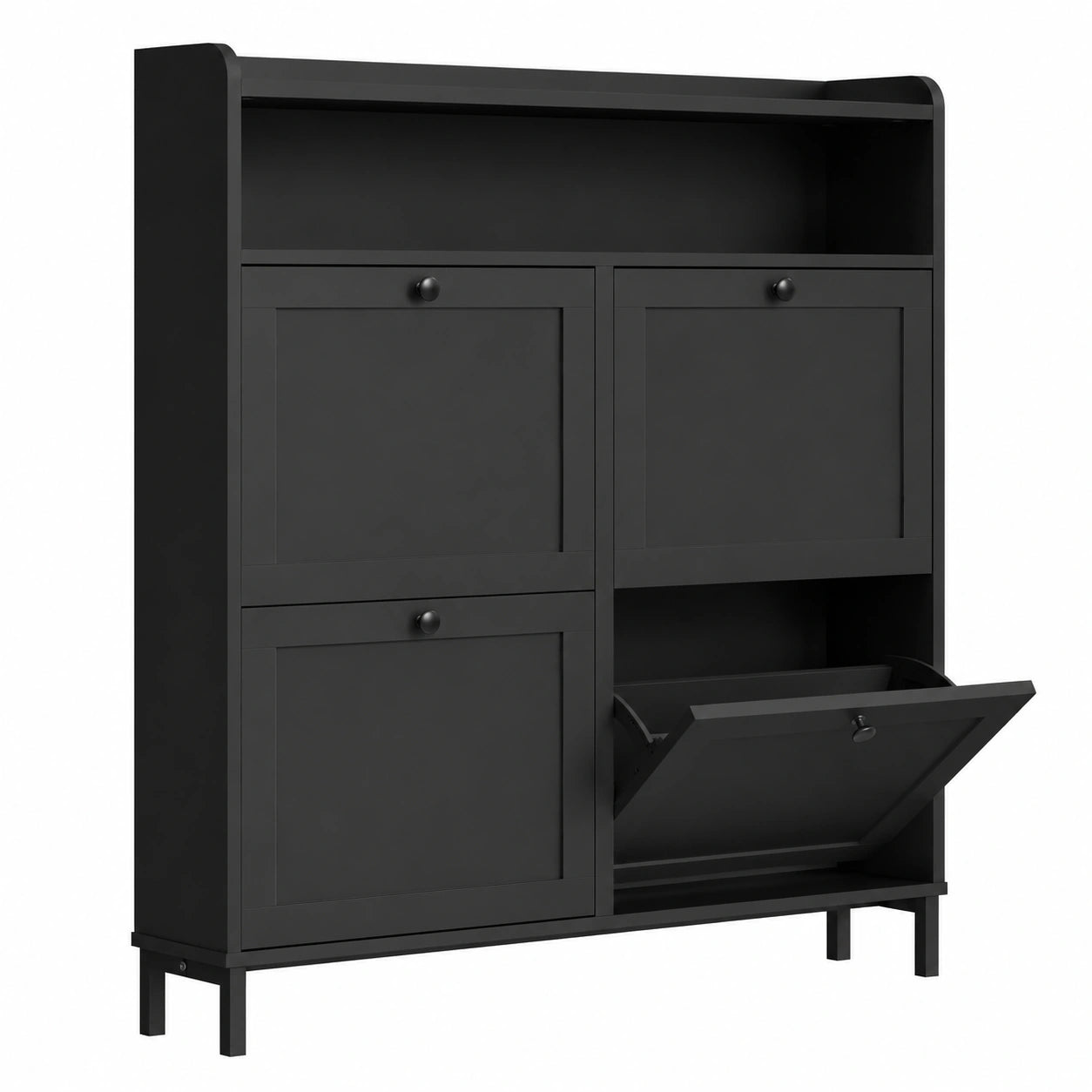 Scarpiera Salvaspazio WOLTU con 4 Ripiani, Porta Scarpe Robusta per 8-12 Paia, Antigraffio, 100x107x19,5 cm, Nero