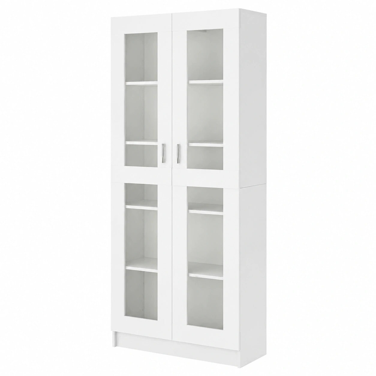 Credenza Moderna con Vetrina in Truciolato Bianco per Soggiorno