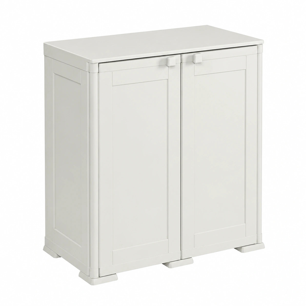 Mobile Contenitore Basso SIMPLEX con Ripiano, Panna, 79x43x85.5 cm