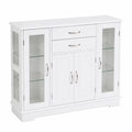 Credenza Elegante in Legno con Vetrina e Ripiani Regolabili, Bianco