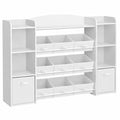 Mobile Portaoggetti per Bambini in Stile Montessori, Scaffale Organizzatore Giochi con Contenitori, 143,8 x 30 x 104 cm, Bianco