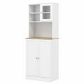 Credenza Moderna Bianca con Ripiani Regolabili e Porta in Vetro