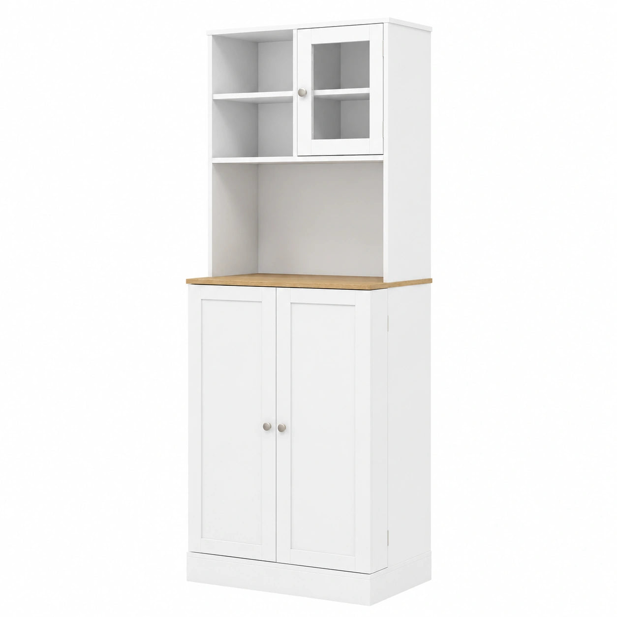 Credenza Moderna Bianca con Ripiani Regolabili e Porta in Vetro