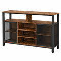 Credenza Multifunzionale con Portabottiglie e Portabicchieri, Mobile TV Fino a 60 Pollici, Nero/Grigio