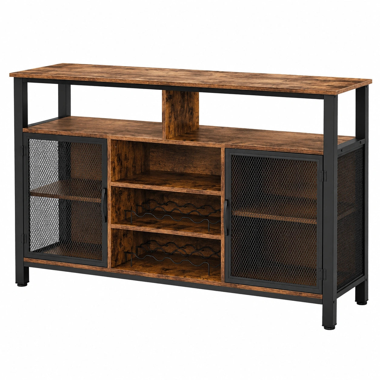 Credenza Multifunzionale con Portabottiglie e Portabicchieri, Mobile TV Fino a 60 Pollici, Nero/Grigio