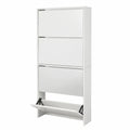 Scarpiera Salvaspazio con 4 Scomparti Ribaltabili e Specchio - Bianco, 134x63x17 cm