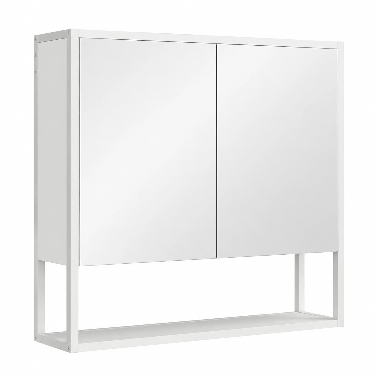 Armadio Specchio da Bagno con Chiusura Morbida e Ripiani Regolabili, 60x16x60 cm, Bianco