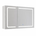 Armadietto Specchio Bagno con Luce LED e Presa, 3 Ante e Ripiani Regolabili, 100x60x16cm, Bianco