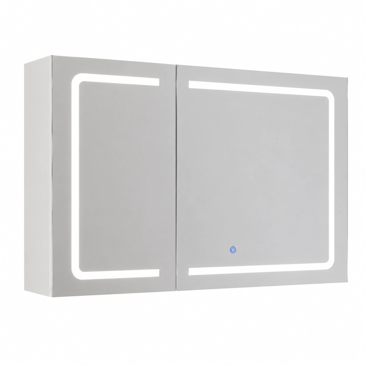 Armadietto Specchio Bagno con Luce LED e Presa, 3 Ante e Ripiani Regolabili, 100x60x16cm, Bianco