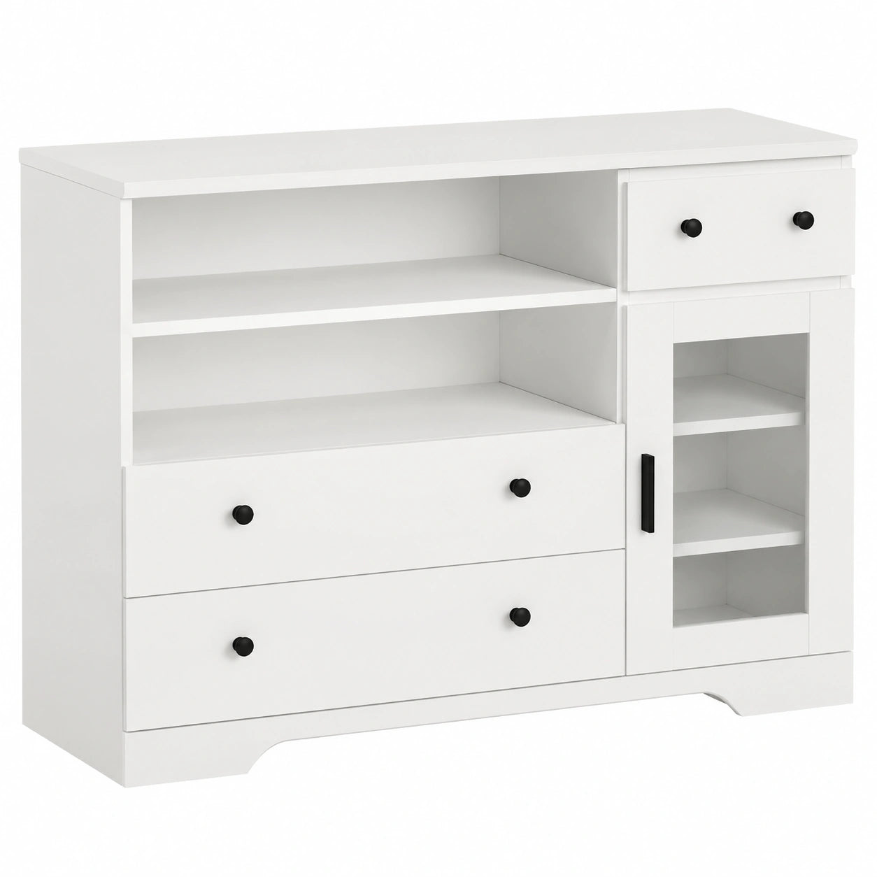 MSFE Credenza Cucina con Presa Elettrica, Mobile Buffet con Cassetti, per Soggiorno e Ingresso, 100x40x80cm